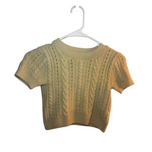 Free People Cropped Cable Knit Top - Light Yellow